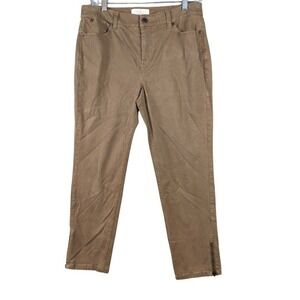 Talbots Pants Womens Straight Zip Leg High Rise Stretch Flat‎ Front Brown Sz 10P
